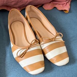 Anthropologie Maeve striped Tan and White Women's Flats